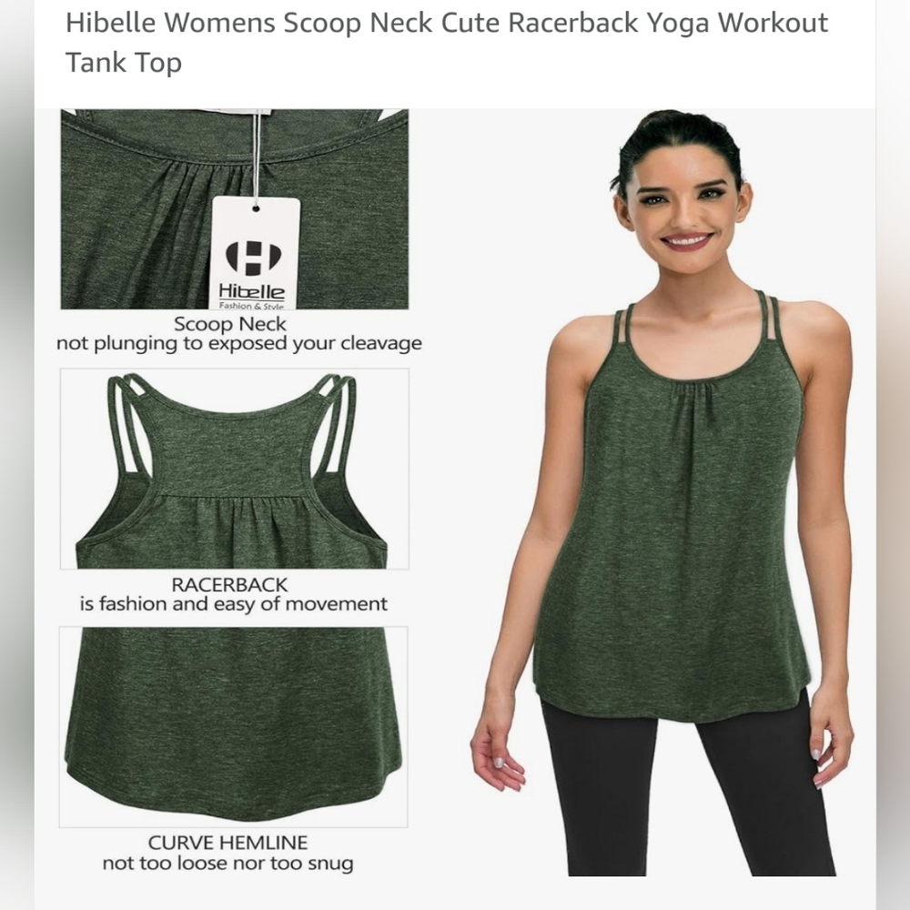 Women's Hibelle Womens Scoop Neck Cute Racerback Yoga Workout Tank Top- NWT
